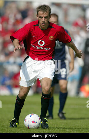 PHILIP NEVILLE MANCHESTER UNITED FC SALTERGATE CHESTERFIELD ENGLAND 26. Juli 2002 Stockfoto