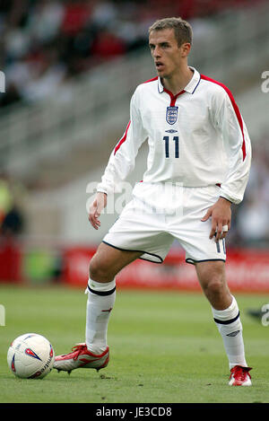PHILIP NEVILLE ENGLAND & MANCHESTER UNITED RIVERSIDE STADIUM MIDDLESBROUGH ENGLAND 11. Juni 2003 Stockfoto