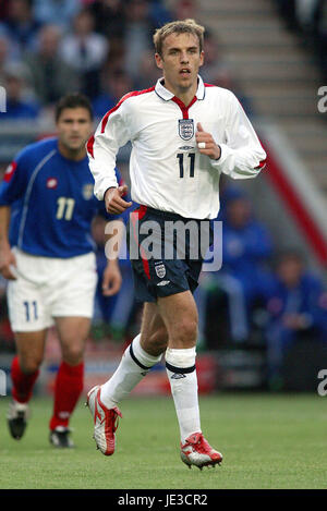 PHILIP NEVILLE ENGLAND & MANCHESTER UNITED FC WALKERS STADIUM LEICESTER ENGLAND 3. Juni 2003 Stockfoto