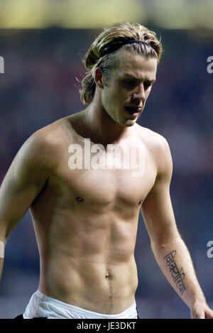 DAVID BECKHAM MANCHSTER UTD V REAL MADRID 23. April 2003 Stockfoto