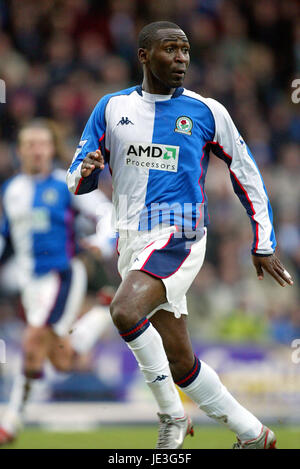 ANDY COLE BLACKBURN ROVERS FC EWOOD PARK BLACKBURN 8. Februar 2003 Stockfoto