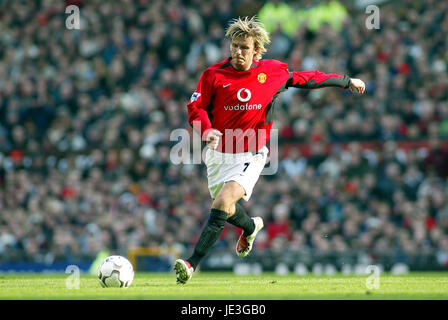 DAVID BECKHAM MANCHESTER UNITED FC OLD TRAFFORD MANCESTER 9. Februar 2003 Stockfoto