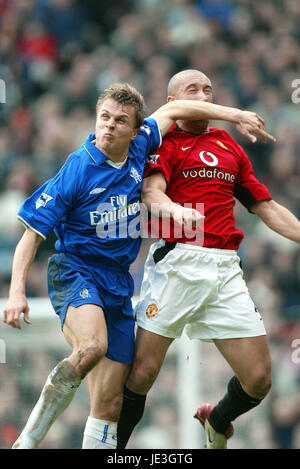 JESPER GRONKJAER & SILVESTRE MANCHESTER UTD V CHELSEA OLD TRAFFORD MANCHESTER 18. Januar 2003 Stockfoto