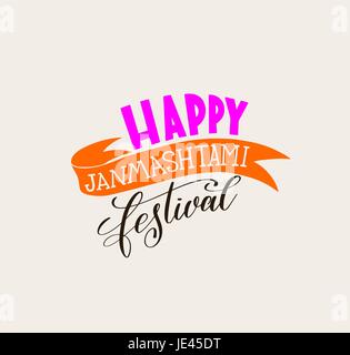 Happy Janmashtami Etikettengestaltung Stock Vektor