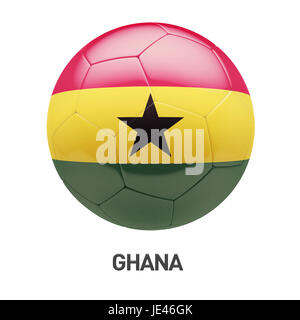 Ghana Flagge Fußball-Ikone isoliert auf weißem Hintergrund Stockfoto