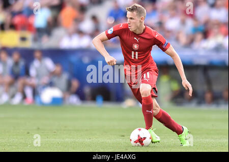 Jakub Jankto während der UEFA European Under-21 Partie zwischen Tschechien und Italien am 21. Juni 2017 in Tychy, Polen. (Foto: MB-Media) Stockfoto