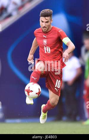 Michal Travnik während der UEFA European Under-21 Partie zwischen Tschechien und Italien am 21. Juni 2017 in Tychy, Polen. (Foto: MB-Media) Stockfoto