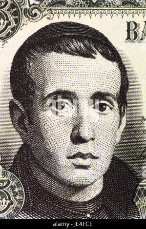 Jaime Balmes (1810-1848) auf 5 Peseten 1951 Banknote aus Spanien. Spanische katholische Priester bekannt für seine politischen und philosophischen Schriften. Stockfoto