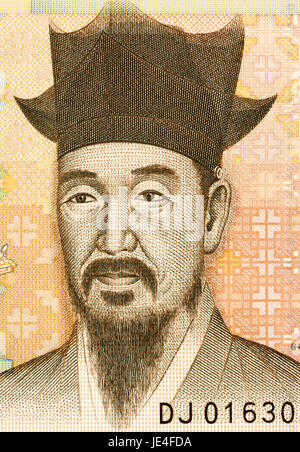 Yi I (1536-1584) auf 5000 gewann 2006 Banknote aus Südkorea. Eines der beiden prominentesten koreanische konfuzianische Gelehrte der Joseon-Dynastie Stockfoto