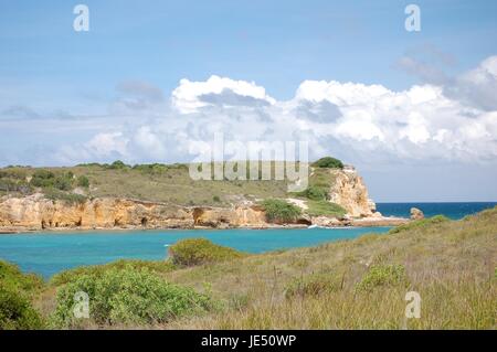 Fluß trifft Ozean an der West Küste von Puerto Rico Stockfoto