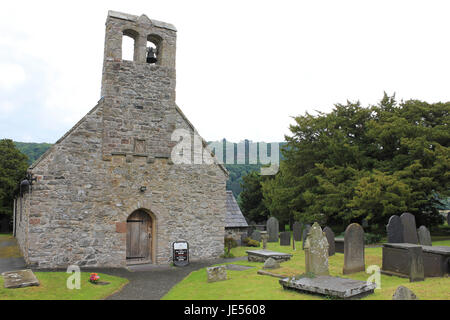 Die mittelalterliche Kirche St. Marien, Caerhun, Wales Stockfoto