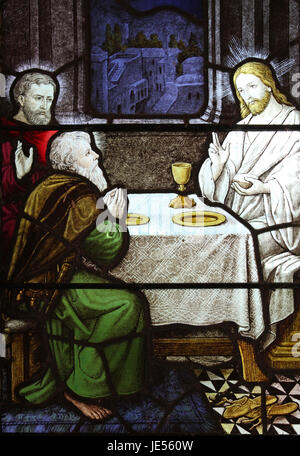 Glasfenster im Caerhun Kirche, Conwy Valley, Wale Stockfoto