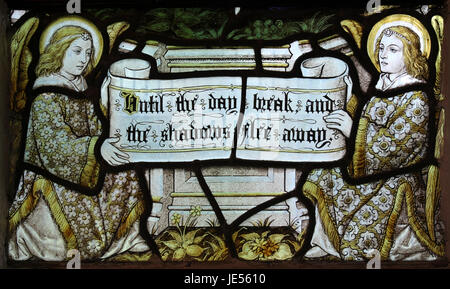 Vers aus dem "Hohelied Salomos" Buntglas-Fenster Stockfoto