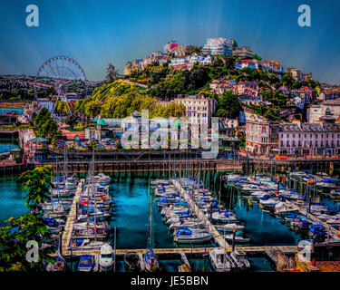 DIGITALE Kunst: Hafen von Torquay, Devon, Großbritannien Stockfoto