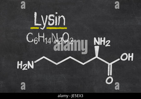 Schiefertafel Mit der Chemischen Formel von Lysin Stockfoto