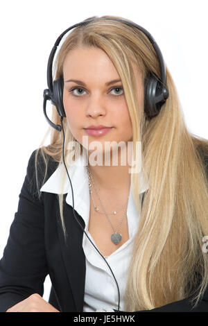 Eine Junge Rutschelefanten Frau Mit Einem Kopfhörer Auf Dem Kopf. Stockfoto