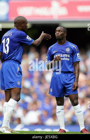 WILLIAM GALLAS CLAUDE MAKELELE CHELSEA V ARSENAL STAMFORD BRIDGE CHELSEA LONDON ENGLAND 21. August 2005 Stockfoto