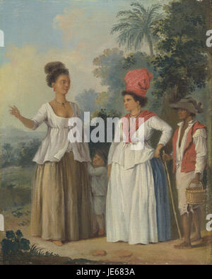 Agostino Brunias - West Indian Frauen der Farbe, mit einem Kind und seinen schwarzen Diener- Stockfoto