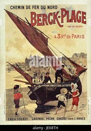 Das Berck-Poster ist ein Werbematerial zum Berck-sur-Mer-Festival, einem bekannten jährlichen Drachenfest in Frankreich. Das Poster zeigt wahrscheinlich die lebhafte Atmosphäre und die farbenfrohen Drachenvorführungen, die beim Festival zu sehen sind, ein Ereignis, das internationale Besucher anzieht. Stockfoto