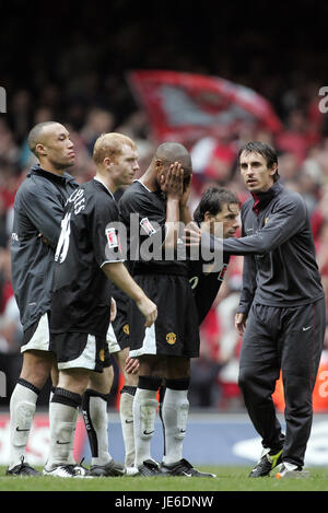 MANCHESTER UNITED Spieler ARSENAL V MANCHESTER UNITED MILLENNIUM Stadion CARDIFF WALES 21. Mai 2005 Stockfoto