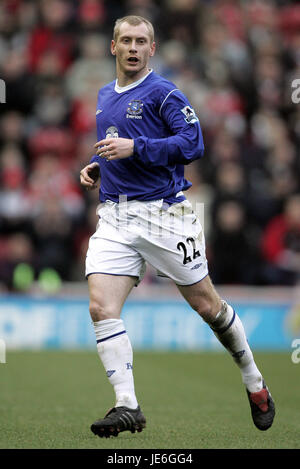 TONY HIBBERT EVERTON FC RIVERSIDE STADIUM MIDDLESBROUGH ENGLAND 16. Januar 2005 Stockfoto