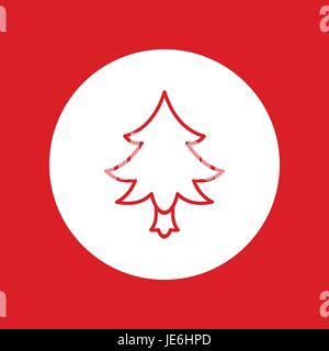 Handgezeichnete Weihnachten und Neujahr Symbol, Vektor-Design-Element, rote Linie Illustration isoliert auf weiss. Weihnachtsbaum Stock Vektor