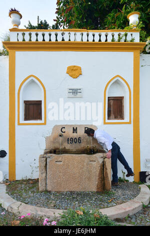 Eine traditionelle Brunnen im historischen Dorf Alegrete. Alentejo, Portugal Stockfoto