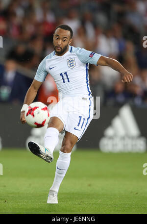 Englands Nathan Redmond während der UEFA-U21-Europameisterschaft, Gruppe ein Match in der Kolporter Arena Kielce. Stockfoto