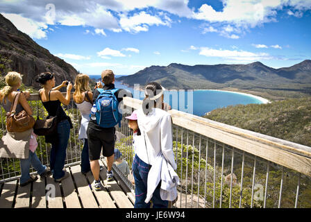 Australien, Tasmanien, Cole Bay, Freycinet Peninsula, "Wineglass Bay", Suche, Tourist, Stockfoto