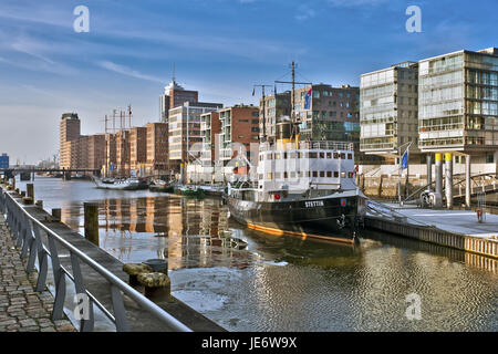 Deutschland, Hamburg, Hafen, Stadt, Architektur, historische Schiff "Stettin", Sand Ziel Kai, des Sandes Ziel Hafen, Kai Dalmann Stockfoto