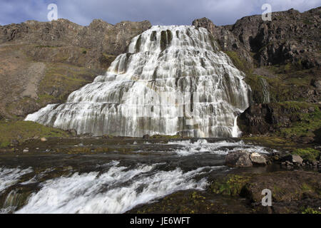 Europa, Nordeuropa, Island, Westfjorde, Dynjandi Wasserfall, Stockfoto