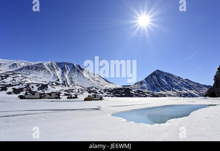 Nordamerika, Kanada, Nordkanada, Nunavut, Baffin Island, Teich, Inlet, Eclipse Ton, packen Sie Eis, Stockfoto