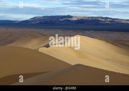 Mongolei, Zentralasien, Gobi Gurvansaikhan Nationalpark, südlichen Gobi Provinz, Wüste, Dünen von Khongoryn El, Stockfoto