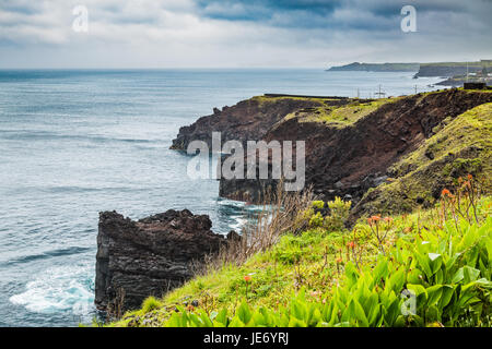 Norden von Sao Miguel Island, Atlantik. Die Insel Sao Miguel ist Teil des Azoren-Archipels, Portugal. Stockfoto