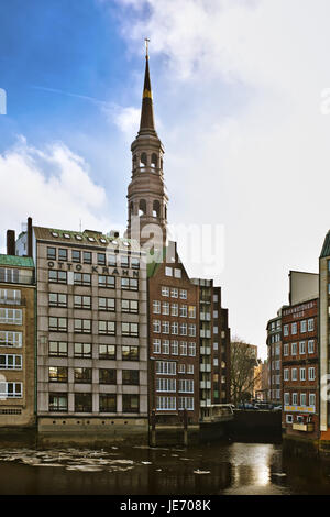 Deutschland, Hamburg, Innenstadt, Nikolaifleet, Kirche Stück Katharinen, Stockfoto