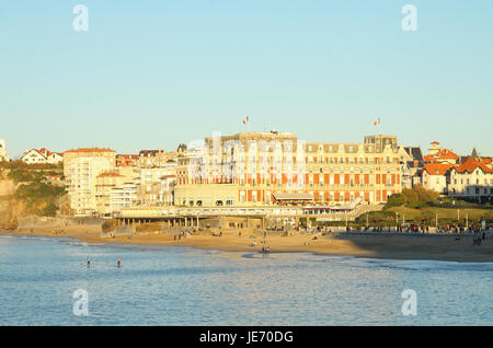 Hotel Du Palais "und" Grande Plage, Biarritz, Frankreich Stockfoto