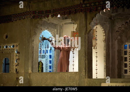 Indien, Rajasthan, Udaipur, Bagore-Ki-Haveli, traditionelle Musik, Stockfoto