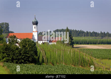 Wallfahrtskirche Mariäe Himmelfahrt in Wolnzach, Hallertau, Upper Bavaria, Bayern, Süd Deutschland, Lohwinden, Deutschland Stockfoto