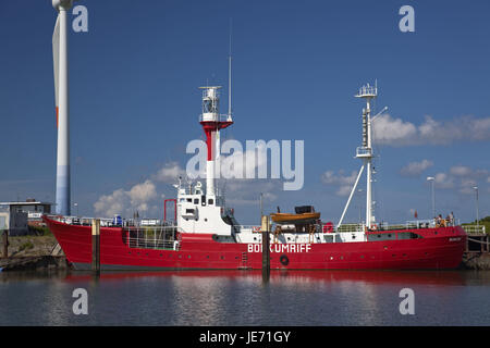 Deutschland, Niedersachsen, die Ostfriesen, Borkum, Feuerschiff Borkumriff im Hafen, Stockfoto