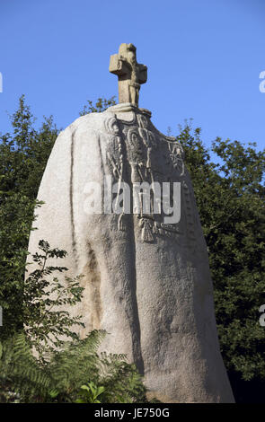 Europa, Frankreich, Bretagne, Cote D' Amor, Menhir von Saint-Uzec, Stockfoto