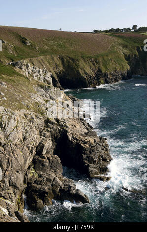 Europa, Frankreich, Bretagne, Finistere, Cap Sizun, Kastel Koz, Steilküste, Stockfoto