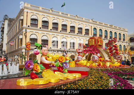 China, Macao, Senatsplatz, Charaktere zum chinesischen Neujahr fest, Stockfoto