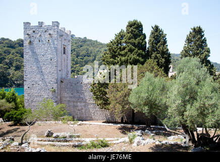 Benediktinerkloster St. Mary auf Str. Marys Insel im Jezero Meer See auf der Insel Mljet in Kroatien Dalmatien Stockfoto