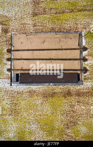 Konzeption, Metallwand, alten, rostigen, Raster, mittlere Nahaufnahme, Detail, Stockfoto
