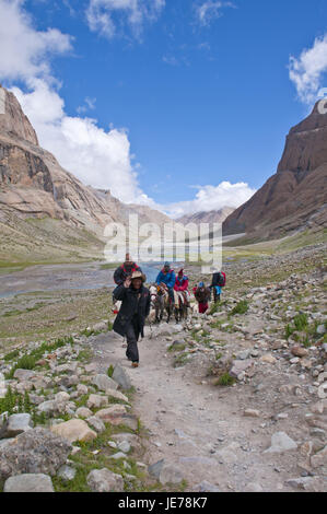 Pilger verpflichten den Kailash Kora, West-Tibet, Asien, Stockfoto