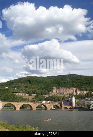 Heidelberg, Altstadt, Blick auf Schloss und Altstadt, Stockfoto