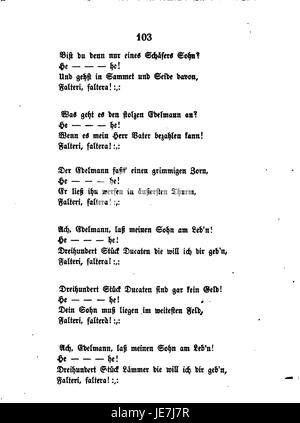 Eine Seite aus den de Schefer Werken, einer Sammlung von Werken des Schweizer Schriftstellers Johann Schefer. Der 10. Band zeigt Schefers literarische Beiträge zur Schweizer Literatur. Stockfoto