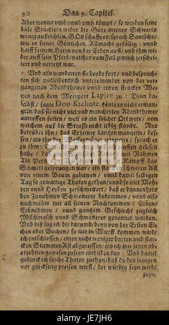 Es handelt sich um ein Bild, das mit dem klassischen spanischen Roman *Don Quijote* von Miguel de Cervantes verwandt ist. Der Titel bezieht sich auf eine Darstellung oder eine bestimmte Szene aus dem Roman, in der die Abenteuer des Titularcharakters Don Quijote und seines Schatzmeisters Sancho Panza auf ihrer Suche nach ritterlichem Ruhm dargestellt werden. Stockfoto