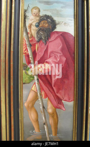 Dieses Gemälde von Hans Baldung Grien aus dem Jahr 1507 zeigt das Martyrium des heiligen Sebastian, begleitet von den Heiligen Stephan, Christoph, Apollonia und Dorothy. Das Werk zeigt Griens charakteristischen Stil und seine Darstellung religiöser Themen in der Nördlichen Renaissance. Stockfoto