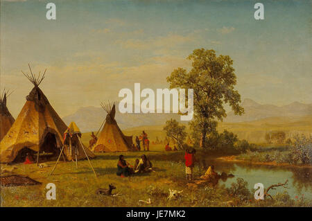 Albert Bierstadt - Sioux-Dorf in der Nähe von Fort Laramie Stockfoto